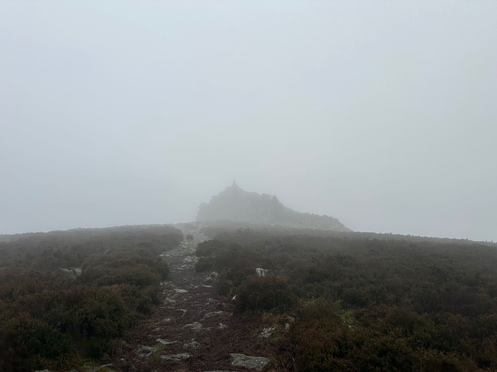Strolling around a foggy and a little damp Stiperstones